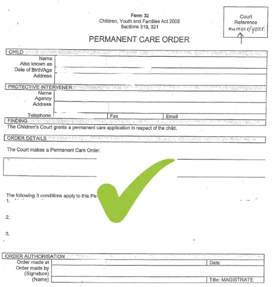 permanent care order correct